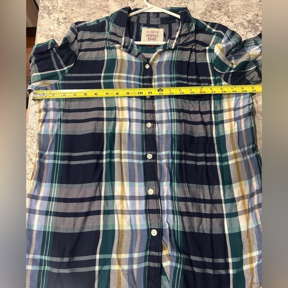 SO Plaid Button Up Shirt Blue Green XL Juniors - Picture 5 of 9